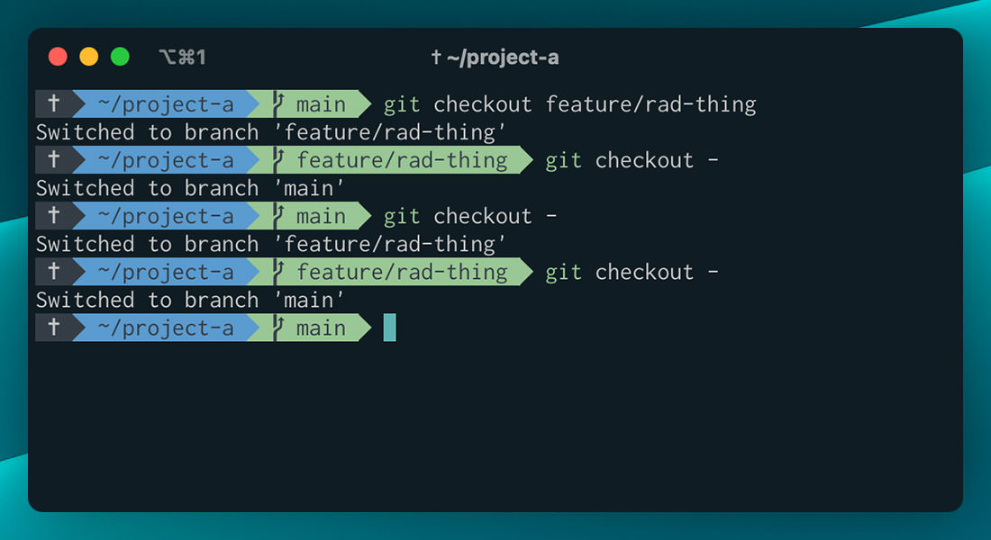 terminal example of toggling branches